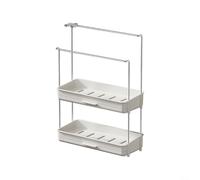 Zeroupshop Porte-éponge de comptoir avec distributeur de savon, organisateur d'évier de cuisine pour brosse et chiffon, support de rangement multi-usage pour salle de bain ou bureau, fonction à