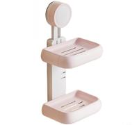 Zeroupshop Porte-savon double couche, porte-savon mural à ventouse avec éponge de drainage, organisateur de rangement de salle de bain en ABS pour douche, cuisine, rose (double rose)