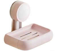 Zeroupshop Porte-savon double couche, porte-savon mural à ventouse avec éponge de drainage, organisateur de rangement de salle de bain en ABS pour douche, cuisine, rose (rose simple)