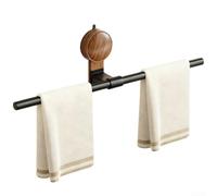 Zeroupshop Porte-serviettes ventouse salle de bain pour étagère réglable sans perçage montage mural aspect bois aluminium séchage rapide pour douche balcon noir 40 cm