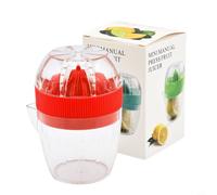 Zeroupshop Presse-agrumes manuel compact avec bec verseur pour citron, orange, fruits, en plastique ABS léger, couleur jaune (rouge)