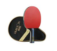 Zeroupshop Raquette de tennis de table 4 étoiles avec picots double face en caoutchouc collant, bois à sept couches, poignée confortable, légère pour pagaie de ping-pong avec sac de transport pour