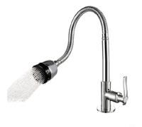 Zeroupshop Robinet de cuisine entièrement en cuivre, robinet d'eau froide unique avec design vertical rond, type de levage simple moderne pour évier, finition argentée, taille 33 x 17 x 5 cm