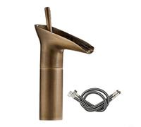Zeroupshop Robinet de lavabo vintage en laiton cascade avec mélangeur chaud et froid, tasse à vin pour évier de comptoir, finition, trou de 32 mm-35 mm, doré court