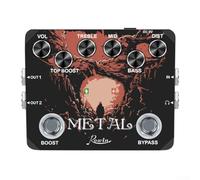 Zeroupshop Rowin Metal Boost Distortion Pédale d'effet pour guitare avec 3 bandes pour égaliseur et balayage, True Bypass pour Hard Rock et tonalités, noir