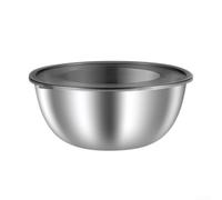 zeroupshop Saladier en acier inoxydable avec couvercle et échelle 21 cm - Grand plat de service pour nouilles, soupes, céréales, fruits (21 cm, argenté)