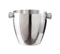 Zeroupshop Seau à glace isotherme en acier inoxydable à double paroi pour bouteille de champagne - Avec poignées - Large ouverture - Pour bar KTV - Argenté - 18 x 14 cm