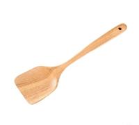 Zeroupshop Service de table en bois anti-fissures, spatule et cuillère en acacia léger, parfait pour la fonte et les woks, excellente pendaison de crémaillère pour les grands-mères (spatule plate)