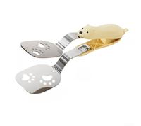 Zeroupshop Spatule et pince 2 en 1 en acier inoxydable résistant à la chaleur avec poignée antidérapante en ABS pour retourner, griller, frire des crêpes, jaune (jaune)