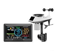 Zeroupshop Station météo sans fil avec capteur extérieur, hygromètre numérique, thermomètre, baromètre, pluviomètre, moniteur UV, portée de 100 m, réveil avec prévisions réelles pour la maison et le
