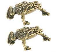 Zeroupshop Statue de grenouille rétro en laiton, figurine de crapaud doré avec base plate pour un affichage stable, décoration exquise pour bureau, étagère, bureau, artisanat en métal