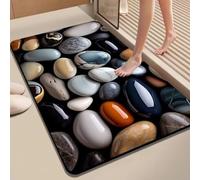 Zeroupshop Tapis de salle de bain en diatomite naturelle, tapis antidérapant à séchage rapide pour zone de douche, couverture de sol de toilettes, décoration écologique, blanc, 40 x 30 x 2 cm (80 x