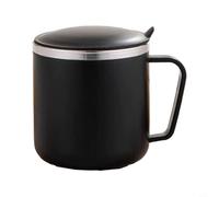Zeroupshop Tasse de voyage isotherme à double paroi en acier inoxydable 304 avec couvercle à bec et poignée pour café, thé, 400 ml, noir