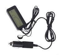 Zeroupshop Thermomètre de voiture numérique LCD 12 V, avec fil de capteur de 1,5 m, jauge intérieure et extérieure, écran rétroéclairé bleu pour la surveillance intérieure du véhicule (vert)