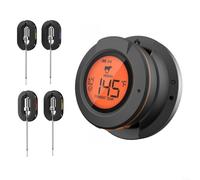 Zeroupshop Thermomètre numérique pour barbecue avec support double sonde, câble résistant à la chaleur de 1,2 m, alertes et préréglages intelligents pour barbecue (thermomètre + 4 sondes)