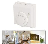 Zeroupshop Thermostat manuel pour chauffage au sol, bouton mécanique, design 2 fils, blanc, 10-30°C, 220 V AC, montage en surface, style classique