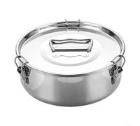 Zeroupshop Tiroir cuiseur vapeur en acier inoxydable avec couvercle verrouillable à 120 degrés, compartiment rond portable à boucle pour cuisson à la vapeur de tarte, crème brûlée, cheesecake, poignée