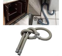 Zeroupshop Tuyau d'évacuation en Y pour système d'évacuation des eaux usées flexible en PVC, pour lavabo de cuisine, connecteur de tuyau barbelé avec joints de fixation, 40 cm, 80 cm, gris