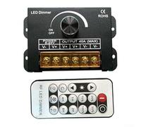 Zeroupshop Variateur d'intensité LED, avec télécommande RF et minuterie, boîtier en aluminium DC 5-24 V 40 A, pour bandes lumineuses LED unicolores, variateur sans fil, avec arrêt automatique 1h/2h/4h