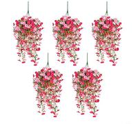 Zeroupshop Vigne de fleurs artificielles à suspendre avec gloire du matin d'eucalyptus en soie et plastique résistant aux UV et aux intempéries pour porte d'entrée, cour, jardin, terrasse, balcon