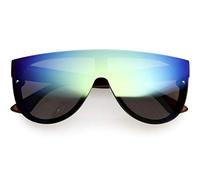 ZeroUV Lunettes de soleil aviateur en plastique avec dessus plat Marron/bleu