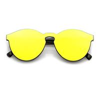 zeroUV Lunettes de soleil mono-bloc unicolore ultra audacieuses pour femme - Verres sans monture - 60 mm, Jaune, miroir jaune, taille unique