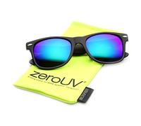 ZeroUV - Lunettes de soleil plates mates réfléchissantes Revo Color Lens Large Horn Style Lunettes de soleil - UV400 (noir minuit)