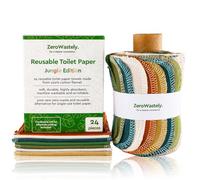 ZeroWastely Lot de 24 rouleaux de papier toilette réutilisables lavables - Serviettes de bidet lavables - Coupez et gaspillez moins avec nos lingettes colorées super douces, absorbantes et
