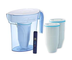 ZeroWater Pack Carafe filtrante d'eau 1,7 L avec 3 Cartouches de filtre à eau de rechange et Indicateur de qualité d'eau, sans BPA et certifié pour réduire Le Plomb et Les Autres métaux Lourds.