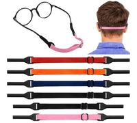 Zerquell 6 Pièces Sangles Lunettes Réglables, Cordons à Lunettes sans Queue, Sangles de Lunettes Cordon à Lunettes Elastique, Cordon Iunettes Antidérapantes Sport, pour Homme, Femme et Enfant