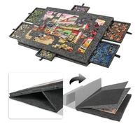 Zertylre - Planche à puzzle inclinable 2 en 1 avec support et couvercle - Table de puzzle ultra légère en feutre - 6 tiroirs - 1000 pièces