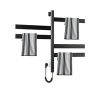 Zertylre Porte-serviettes chauffant, en acier inoxydable, pivotant à 180°, avec 5 barres chauffantes, minuterie intelligente de 0 à 9 heures, température constante 30 à 70 °, pour salles de bains et
