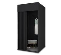Zertylre Vestiaire autoportant - Carrée - Salle d'essai mobile avec rideau et crochets - Pour magasins de vêtements, boutiques, bureau et centre commercial (noir, 100 x 100 x 200 cm)