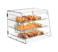 Zertylre Vitrine transparente à 3 étages pour boulangerie, comptoir commercial, présentoir à pâtisseries, étagère à gâteau en acrylique, armoire de rangement avec 3 plateaux et pince de service pour
