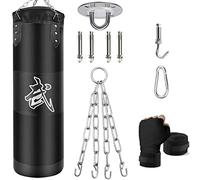 ZERUIDM Sacs de Frappe Kit, Sac de Boxe Non-Rempli pour Enfan Adultes avec Bandage de Boxe, chaînes et Crochet, Formation pour Kickboxing MMA Muay Thai Karate Taekwondo