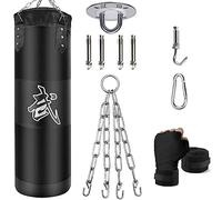 ZERUIDM Sacs de Frappe Kit, Sac de Boxe Non-Rempli pour Enfan Adultes avec Bandage de Boxe, chaînes et Crochet, Formation pour Kickboxing MMA Muay Thai Karate Taekwondo