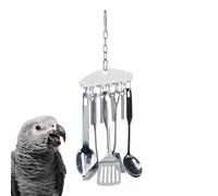 zeryor Jouet à mâcher en acier inoxydable pour perroquets, conures, aras, cacatoès, inséparables, perruches, après-shampoing (A)