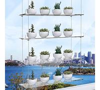 ZerzSemp Étagères à suspendre en acrylique pour fenêtres, hauteur réglable, transparent, à suspendre, support mural pour plantes à suspendre pour fenêtre, cultiver des herbes, des fleurs