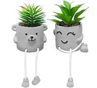 Zerzsy ArtificialPlant plantesnts dans des pots de ciment avec jambe suspendue, décoration de plateau de cuisine, mini-plants de salle de bain décor, accents de décoration d'étagère, décoration