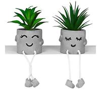 Zerzsy ArtificialPlant plantesnts dans des Pots de Ciment avec Jambe Suspendue, décoration de Plateau de Cuisine, Mini-Plants de Salle de Bain décor, Accents de décoration d'étagère, décoration