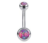 ZeSen Jewelry 14g Anneaux de Nombril Opale de feu 316l en Acier Chirurgical Ventre Anneau Nombril Bijoux Piercing (Rose feu)