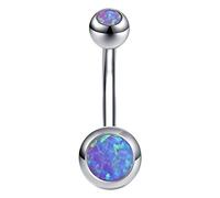 ZeSen Jewelry 14g Anneaux de Nombril Opale de feu 316l en Acier Chirurgical Ventre Anneau Nombril Bijoux Piercing (Lavande)