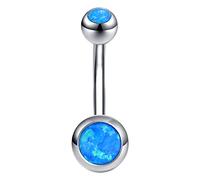 ZeSen Jewelry 14g Anneaux de Nombril Opale de feu 316l en Acier Chirurgical Ventre Anneau Nombril Bijoux Piercing (Bleu)