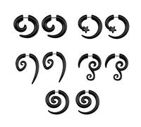 ZeSen Jewelry 16g Graceful Jauges Faux Tribal Spiral Acrylique Ear Effile Fake Plugs Corne de Boucles d'oreilles Style Spiral Noir
