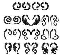 ZeSen Jewelry 16g Graceful Jauges Faux Tribal Spiral acrylique Ear Effile fake plugs corne de boucles d'oreilles 11 paires de styles mixtes