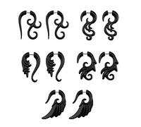 ZeSen Jewelry 16g Graceful Jauges Faux Tribal Spiral acrylique Ear Effile fake plugs corne de boucles d'oreilles Style tribal noir