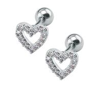 ZeSen Jewelry 16g Mousseux Zircon en Acier Inoxydable Boucles d'oreilles Tragus Helix Conch Cartilage Perçant Oreille (2) Cœur