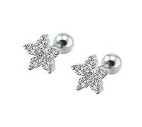 ZeSen Jewelry 16g mousseux Zircon en acier inoxydable Boucles d'oreilles Tragus Helix Conch Cartilage Perçant oreille (2) Fleur de Prunier