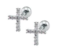 ZeSen Jewelry 16g mousseux Zircon en acier inoxydable Boucles d'oreilles Tragus Helix Conch Cartilage Perçant oreille (2) Traverser