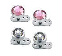 ZeSen Jewelry 4pcs 14g Blanc / 2 Cristal Dermal Anchor Tops et base Acier chirurgical Dermal Perçant Rose